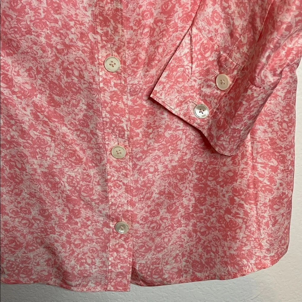Banana Republic Women’s Silk Skirt Set M Vintage 80s/90s Pink Floral Pleated - Picture 5 of 10